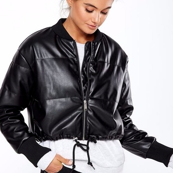 Cotton On Black Cropped Puffer Bomber Insolated Winter Jacket - Picture 1 of 10